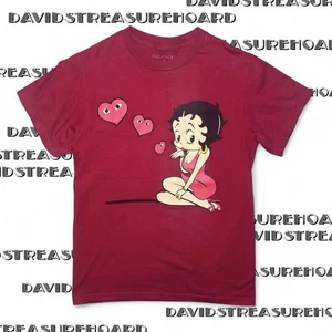 Vintage Betty Boop Y2K Womens Tee Size Small Mega Yacht Red Heart T Shirt Love - Picture 1 of 7