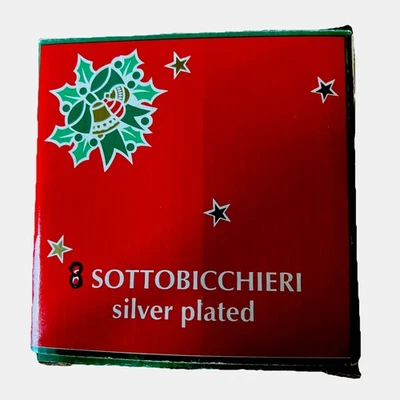 N. 8 Sottobicchieri In Silverplated Color Argento Diametro Cm.10,5 Made In Cina. - Immagine 1 di 4