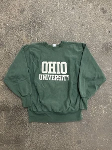 Vintage Ohio University Champion Reverse Weave Crewneck Sweatshirt Green Large - Picture 1 of 11