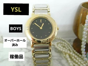 Orologio YSL Yves Saint Laurent Quadrante Nero Ragazzo Adulto Acciaio Argento Oro - Foto 1 di 24