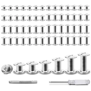 120 Sets Chicago Screws for Leather, Metal Repair Rivets Kit Assorted Chicago... - Picture 1 of 9