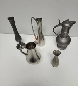 Ancien lot de 5 métawa étain Royal Holland etc Vases et pichets - Photo 1/19