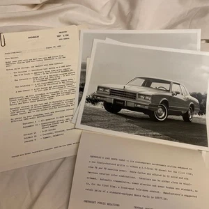 NOS 1982 Chevrolet Pressemitteilung für Caprice, Malibu + Monte Carlo 3 Fotos - Bild 1 von 12