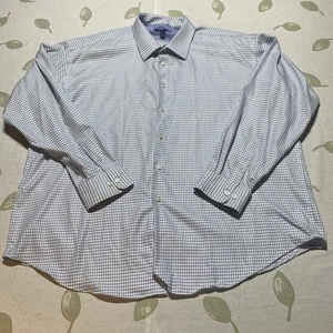 Egara Mens Dress Shirt Non-Iron Classic Fit Sz 2X Plaid Button Down White/Blue.Z - Picture 1 of 10