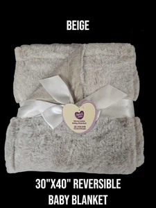 Beige Wende-Babydecke - 30"x40" - Neu mit Etikett Elternwahl - Geschenkbereit - Bild 1 von 2