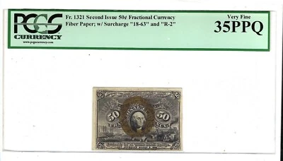 US Fractional Currency Note 2nd Issue w/ 18-63 & R-2 FR 1321 PCGS 35 PPQ - Image 1 of 2