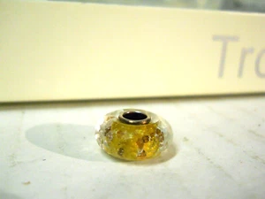 Elfbeads 925 Sterling Silver Glass GOLD MONROE FRACTAL BEAD Trollbeads - Picture 1 of 7