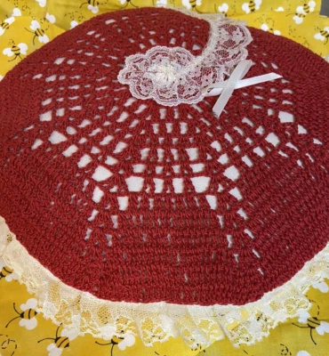 Vintage Retro Handmade Crochet Round Bed Couch Throw Boho Cottagecore Pillow - Image 1 of 4