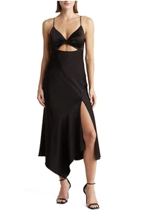 Abito Midi asimmetrico Alice and Olivia Harmony ritagliato, nero - vendita al dettaglio $465 - Foto 1 di 3