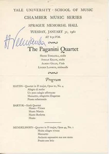 [Paganini Quartet. (1945–1966)]  Temianka, Henri. (1906–1992)Signed Program - Picture 1 of 1
