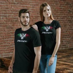 T-shirt nera Jalisco Mexico bandiera aquila playera maglietta nera - Foto 1 di 5