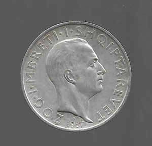 Monete Albania 1937 1FR.AR. Ag 5Gr.Vedi foto. 701 - Foto 1 di 2