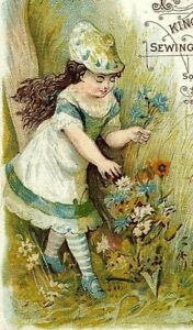  Trade Victorian Card The White Sewing Machines L.L. Fulper Lovely Girl Flowers
