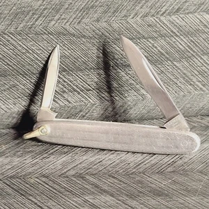 Vtg AUG MULLER Sohne Solingen GERMANY Weyerhaeuser Pocket Knife 2 Blade Metal - Picture 1 of 10