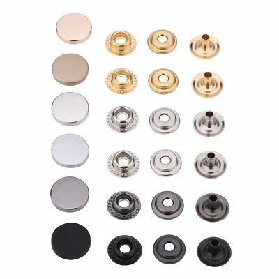 Poppers Snap Fasteners Flat Cap Press Stud Sewing Rivet Leather Craft Clothing - Image 1 of 4
