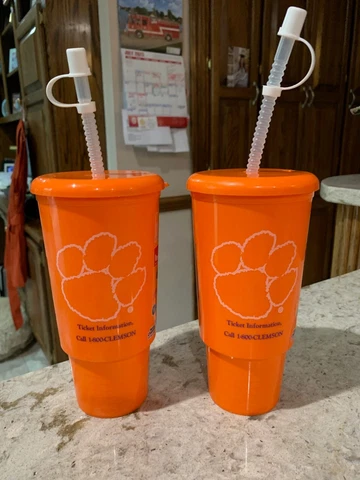 2 CLEMSON TIGERS Cups with Straws Cover