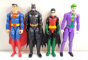 4 x DC COMICS 12” Poseable Justice League MATTEL Superman BATMAN Robin JOKER - Picture 1 of 13