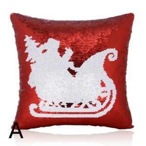 Pillow Case Cover Cushion Christmas Reversible Sequin Snowflake Home Sofa Decor - Picture 1 of 18