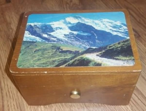 SWISS ALPS REUGE SWISS MUSICAL MOVEMENT MUSIC BOX!- PLAYS: EDELWEISS - Picture 1 of 3
