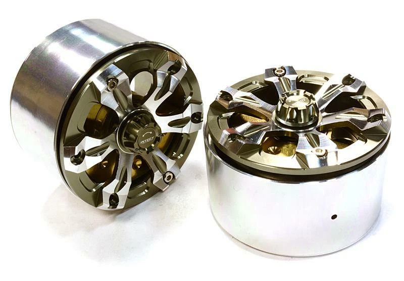 Gunmetal Machined Aluminum 6-Spoke 2.2 LCG Weight Beadlock Rock Crawler Wheels - Image 1 of 1