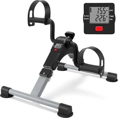 Folding Pedal Exerciser Mini Exercise Bike Portable Peddler under Desk Bike with - Image 1 of 4