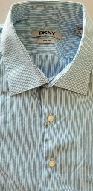 DKNY Men Slim Fit Premium Cotton Long Sleeve Button Down Dress Shirt - 16x34/35 - Image 1 of 4