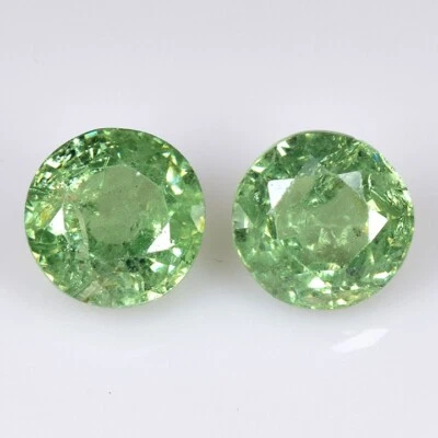 1.25 Ct & 5 mm_ NATURAL UNHEATED DEMANTOID GARNET 5mm ROUND PAIR LOOSE GEMSTONES - Image 1 of 4