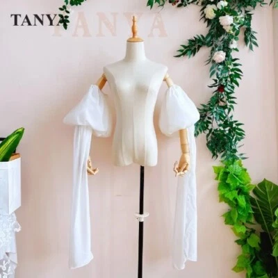 Detachable Sleeves with Sashes Wedding Puffy Ruffles Bohemian Bridal Accessories - Image 1 of 4