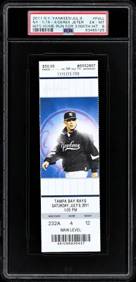 2011 Derek Jeter 3000th Hit FULL Ticket Stub PSA 6 Yankee Stadium Hall of Fame - Image 1 of 2