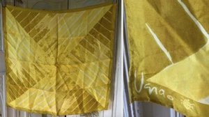 VTG 70s VERA NEUMANN YELLOW GOLD SILK ABSTRACT GEOMETRIC SCARF ROLLED EUC 25" - Picture 1 of 6