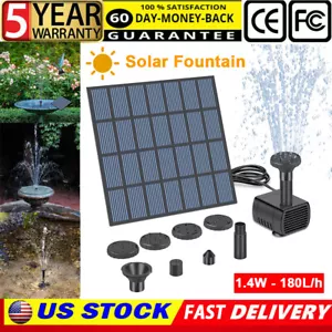 Solar Power Fountain Submersible Floating Water Pump Bird Bath Pond Garden Decor - Picture 1 of 11