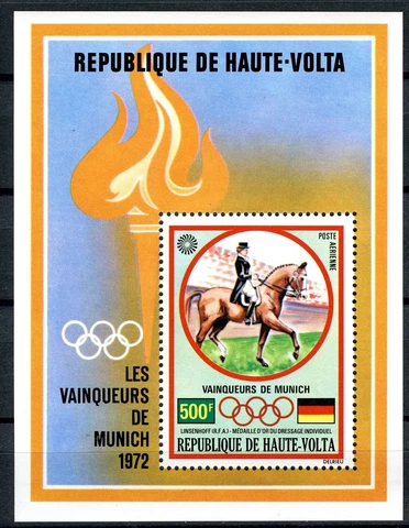 Haute Volta 1972 Cup Winners Munich J.O.Michel 404 Bloc 8 Indented/Perf Cover