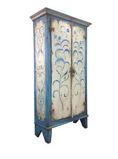 Blue Birds Late 19th Century Antique Painted Armoire Cupboard