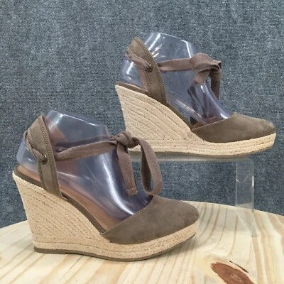 Zapatos Brash Mujer 9 Alpargata Tela Marrón Con Cordones Punta Cerrada Cuña Puntera Cerrada Foto 1 de 4