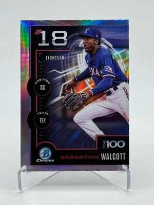 2025 Bowman Chrome Scouts Topps 100 #BTP-18 SEBASTIAN WALCOTT - Image 1 of 2