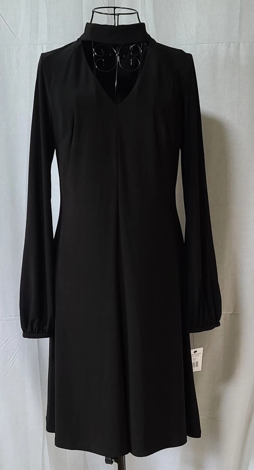 American Living Womens Black Mini Choker Long Sleeves Party Dress 4 BHFO 4089