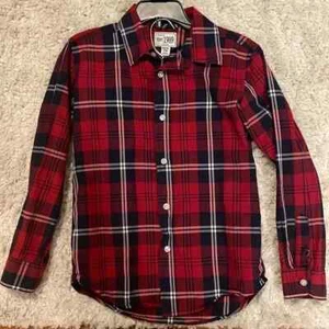 Childrens Place Button Down Red Plaid Long Sleeve Shirt Boys Size Medium - Picture 1 of 4