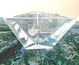ORREFORS SCANDINAVIA CRYSTAL LARGE TRIANGLE BOWL SWEDEN w/ BEVERLY HILLS C of C - Picture 1 of 11