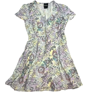 Harry Potter BabyDoll Dress Marauders Map AOP Watercolor Pocket Skater Flare LG - Picture 1 of 13