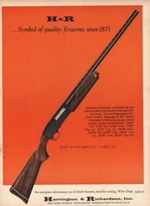 1970 Harrington & Richardson: Pump Action Shotgun Model 442 Vintage Print Ad - Picture 1 of 1