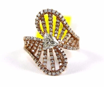 Natural Trillion Diamond Bypass Cluster Lady's Ring Band 14k Rose Gold 1.75Ct - Image 1 of 4
