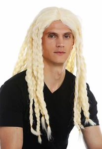 Perücke Karneval Halloween Herren Damen lang gelochten Zöpfe blond Wikinger - Bild 1 von 6