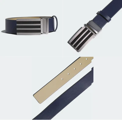 Nuevo Cinturón de Golf Adidas Tres Rayas Tour Reversible Colegial Azul Marino/Cáñamo Foto 1 de 3