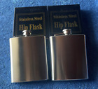 2 x 7oz Hip Flasks, Stainless Steel in boxes, Liquor, Alcohol