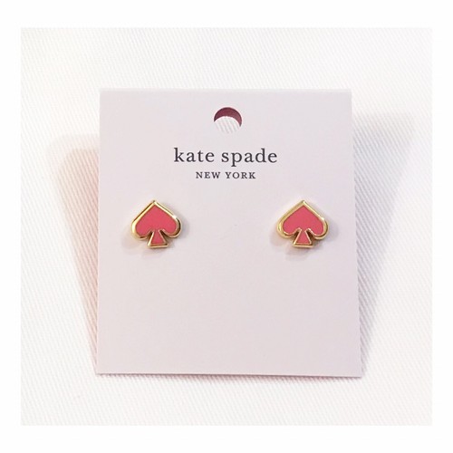Orecchini nuovi con etichette Kate Spade EVERYDAY SPADE 12 K placcati oro corallo smalto riempimento