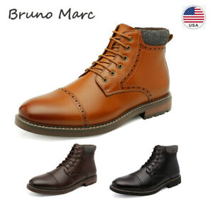 Bruno Marc Men's Motorcycle Combat Boots  Dress Ankle Boots Cap Toe Oxford Boots