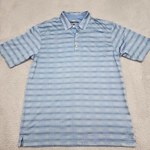 Greg Norman Polo Shirt Mens XLarge Blue Striped Short Sleeve Logo Golf Casual - Picture 1 of 10