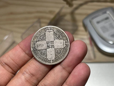 Early Great Britain One Florin Silver Coin Low Grade Cover