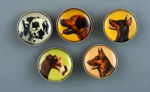 DOG LOVERS PICTURE BUTTON - SET OF 5 - Picture 1 of 4