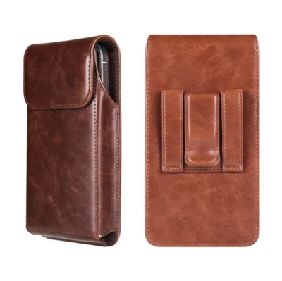 Coldre masculino de couro para celular cinto alça telefone bolsa de transporte carteira - Imagem 1 de 4